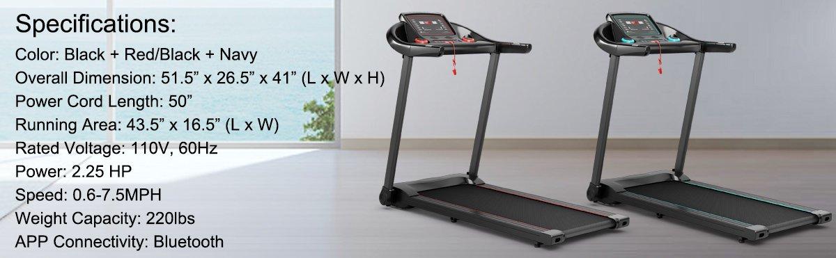 COSTWAY 7.5/8MPH Folding Treadmill, Portable Electric Superfit Treadmill W/APP Control, 12 Preset Programs, Blue Tooth Speaker, LED Display, Walking Running Machine for Home Office, Christmas Festival Gift Black Friday Cyber Monday