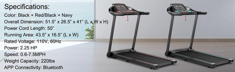 COSTWAY 7.5/8MPH Folding Treadmill, Portable Electric Superfit Treadmill W/APP Control, 12 Preset Programs, Blue Tooth Speaker, LED Display, Walking Running Machine for Home Office, Christmas Festival Gift Black Friday Cyber Monday