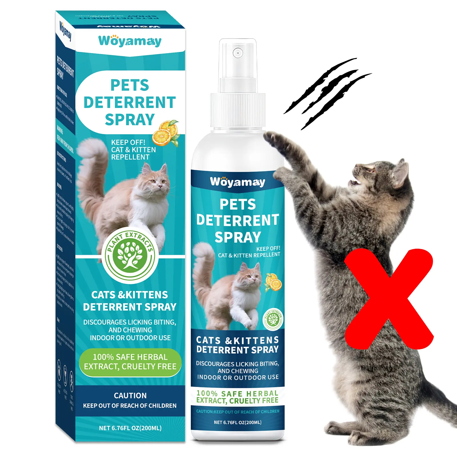 Woyamay Cat Deterrent Spray, Cat Scratch Deterrent for Furniture, Cat Repellent Spray to Keep Cats Away, Cat Repellent Spray for Furniture Indoor & Outdoor, Prevent Scratching, Digging & Chewing #DealsForYouDays #SummerWins