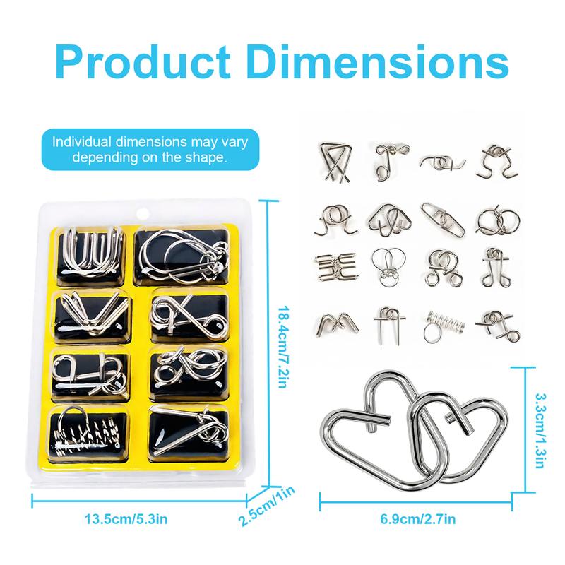 24pcs Metal Wire Puzzle Set, Brain Teaser IQ Test Disentanglemen Iron Link Unlock Interlock Game Ring Magic Trick for Party Favor Kids Adults Challenge, Holiday Gift Ideas