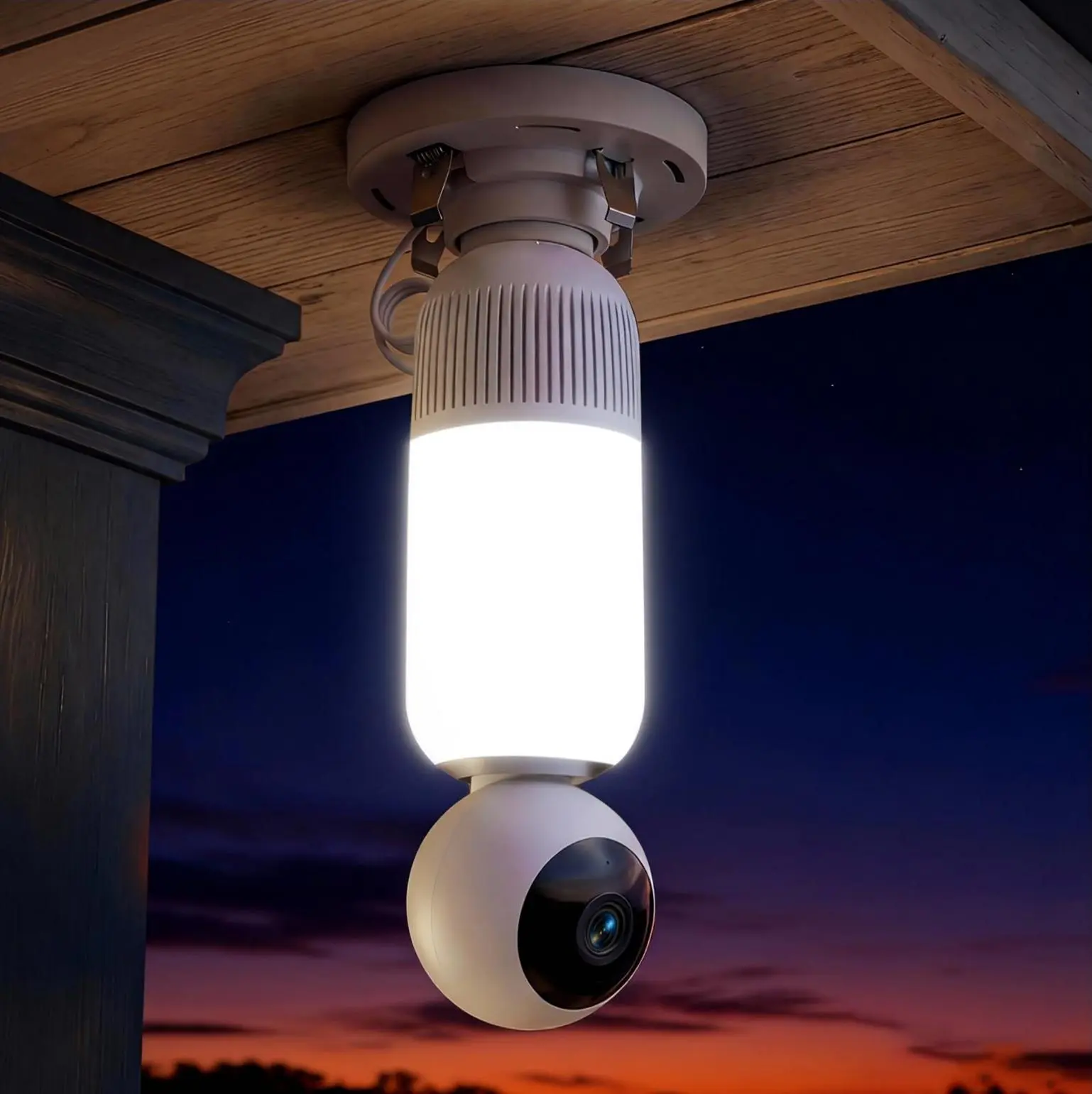 ISUNMEA 2K Light Bulb Security Cameras Outdoor Indoor - 355° Manual Pan / 110° Tilt Light Bulb Camera Wireless for Home Security with Color Night Vision, Motion Detection, 2-Way Audio, Siren, SD/Cloud Storage