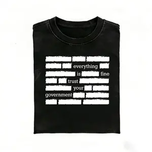 Everything Is Fine Trust Your Government Unisex 100% Premium Cotton Graphic Tee Classic Fit Regular T-Shirt Streetwear Cotton Tee Funny Graphic Men Vacation OutfitsA302