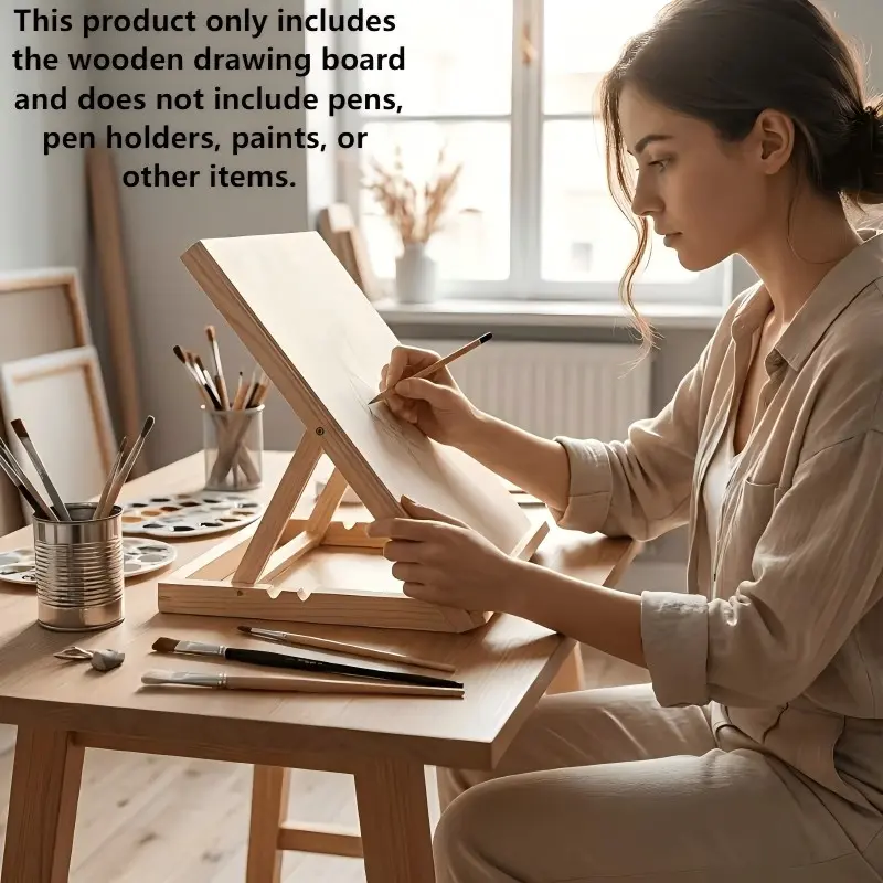 Adjustable Wooden Drawing Board, Portable A3 Sketching Easel with Stable Support Legs & Smooth Surface, Art Easel for Artists & Students, Desktop Sketch Pad, Ideal for Canvas & Photo Display