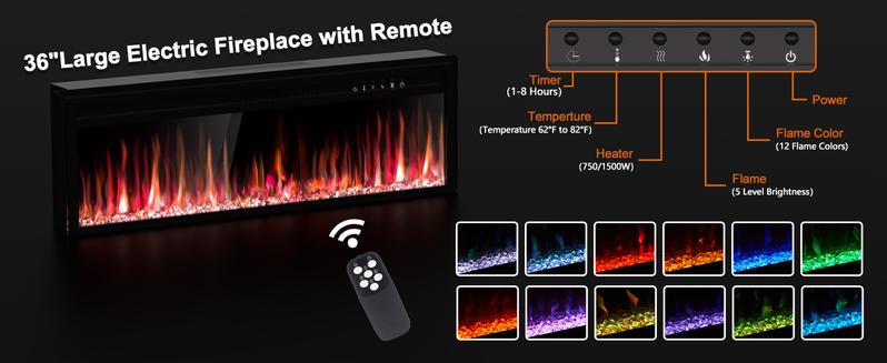 Spurgehom Fireplace TV Stand with Storage - 70" Farmhouse Media Console & Entertainment Center Features 36" Electric Fireplace, LED Lights, and Holds TVs Up to 80 Inches for Living Room