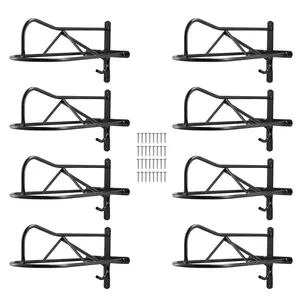 VEVOR Wall Mount Saddle Rack, 27.3 x 16.3 x 12.5 in, 8 Packs Horse Saddle Rack with Pad Bar, Portable Saddle Stand for English & Western Saddle, Horse Tack Storage for Equestrian Garden, Black