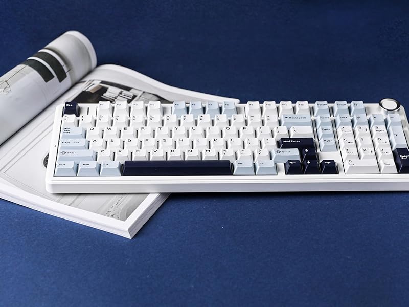 (Hot)AULA F99 Pro Full Size Wireless Mechanical Keyboard with Knob,Tri-Mode BT5.0/USB-C/2.4GHz Hot Swappable Keyboard,Pre-lubed Switches,Gasket Structure,RGB Backlit Computer Gaming Keyboard (Side Printed Black) Creamy keyboard