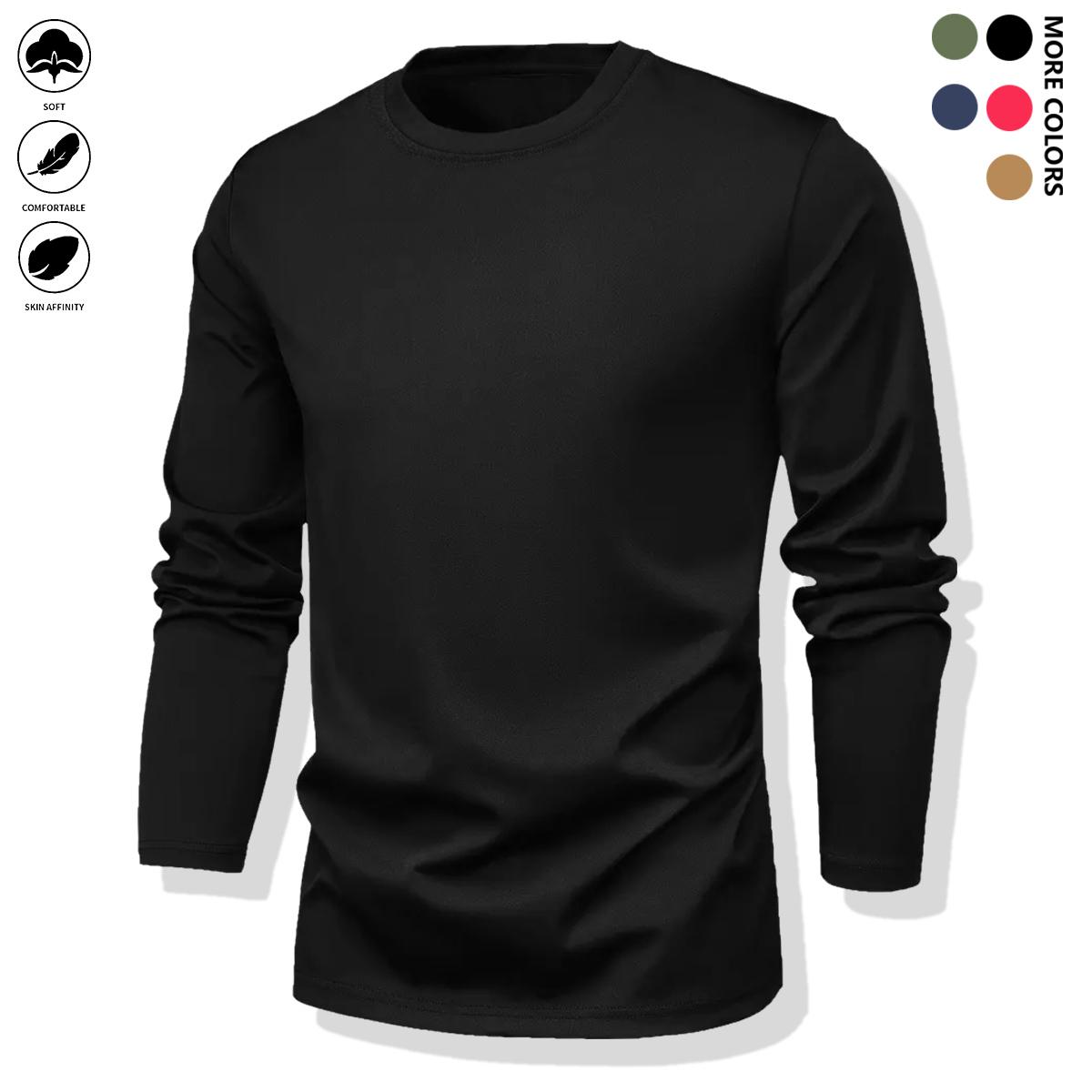 Men’s T-shirt — quick-drying and breathable, stretchy fabric that is lightweight, comfortable, and soft; suitable for wearing as an inner layer or as sleepwear.Solid-color basic long-sleeve undershirt