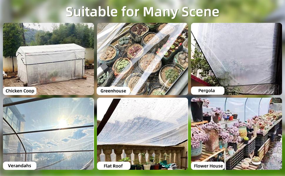 7ft x 11ft Heavy-Duty Waterproof Clear Tarp with Grommets, Insect-Resistant, Tear-Resistant, Windproof, Snowproof, Rainproof, Durable Transparent Rainproof Cover for Outdoor Garden, Patio, Chicken Coop, Greenhouse, Camping & Temporary Shelter, Car Shelter