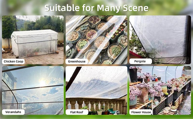 7ft x 11ft Heavy-Duty Waterproof Clear Tarp with Grommets, Insect-Resistant, Tear-Resistant, Windproof, Snowproof, Rainproof, Durable Transparent Rainproof Cover for Outdoor Garden, Patio, Chicken Coop, Greenhouse, Camping & Temporary Shelter, Car Shelter