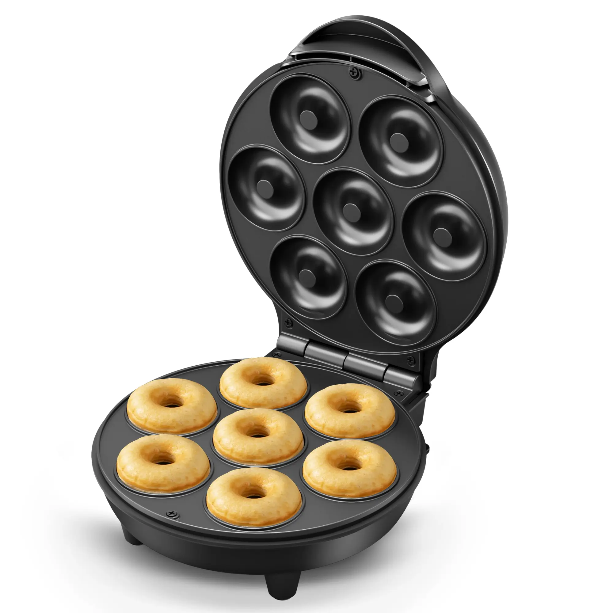 KEINVE Compact Mini Donut Waffle Cake Maker - 7-Slot Electronic Home Baking Machine with Compact Design, Small Footprint, Fast Baking for Family Breakfast, Toppings-Ready Healthy Homemade Snacks & Desserts, Quick Treats