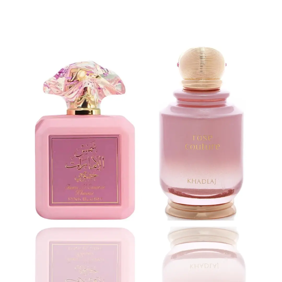 KHADLAJ Rose Couture EDP + Pink Blush Shams Al Emarat EDP, 2-Piece Dual Bundle Set for Daytime Wear, Two Pieces