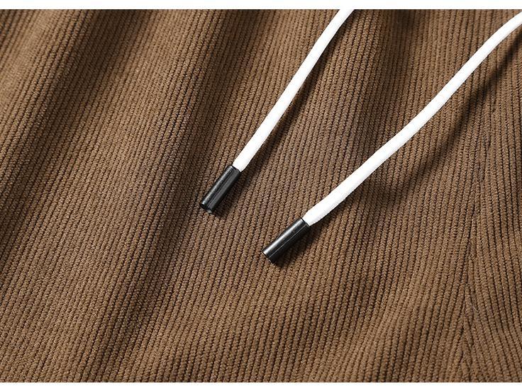Men's solid color retro spring and autumn loose straight corduroy new vertical tube elastic casual sweatpants, retro texture, with drawstring pockets, soft, breathable and comfortable, suitable for daily leisure sports hiking