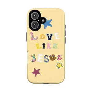 Christian Phone Case – Love Like Jesus & Jesus Loves You Cute Retro Letter Art, Pastel Gingham Ladybug Aesthetic Protective Cover, Compatible with iPhone 11, 12, 13, 14, 15, 16, 17, Faith Gift for Her, Girl & Women, Cute Christian Phone Case