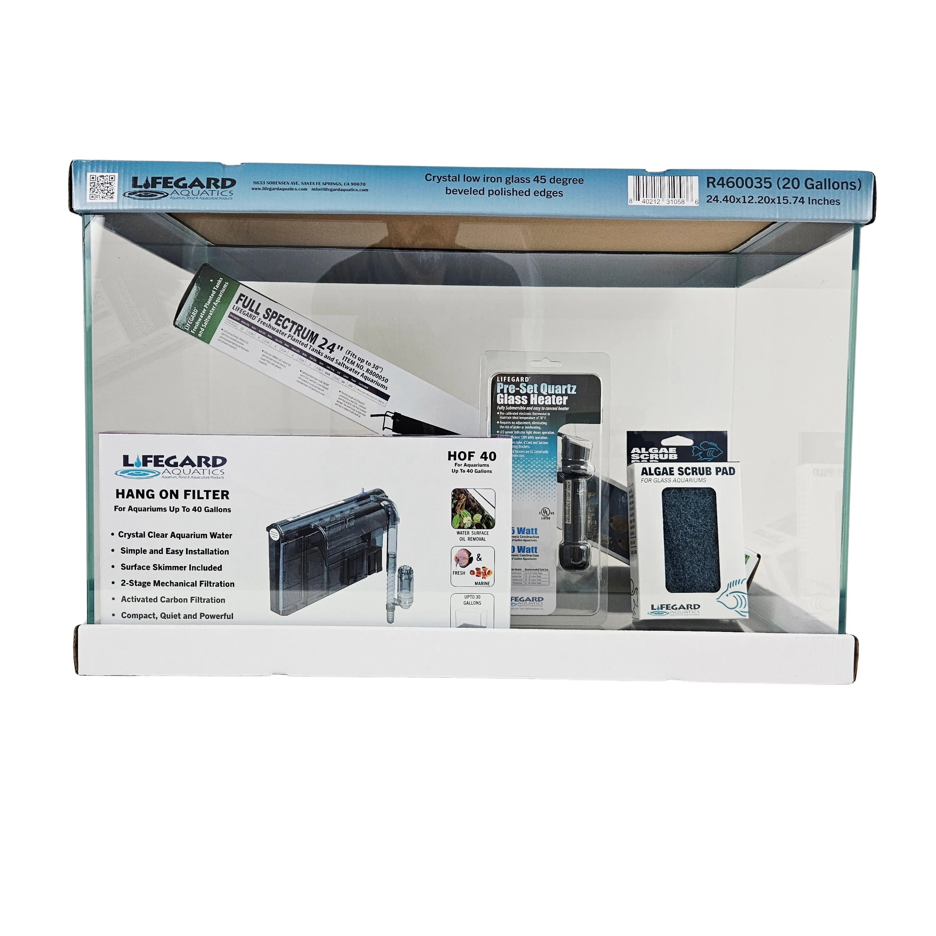 Ultra Low Iron Glass Rimless Aquarium Kit with Fishtank Stand, Supplies