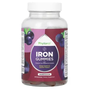 Phytoral Iron Gummies with Vitamin C & Vitamin B Complex, Grape, 60 Gummies
