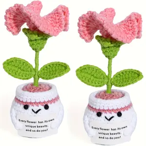 2PCS Handmade Emotional Support Carnation - Mother's Day Gift for Mom - Easter Basket Stuffer 2026 - Room Decor for Women - Everlasting Crochet Flower - Best Friend Birthday Gift - Bedroom Decor - Mini Gifts