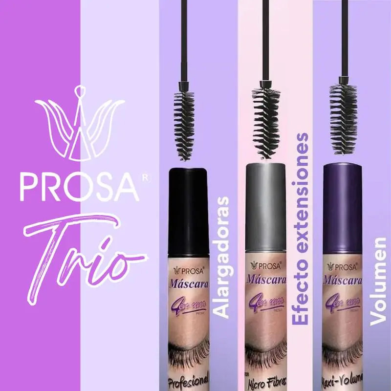 3-Piece Waterproof Mascara Cosmetic Set - Lengthening, Volumizing, and Thickening Effects