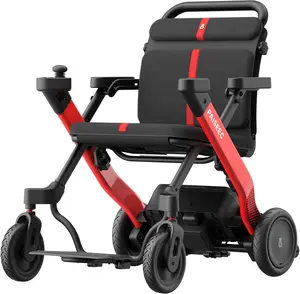 Foldable Electric Wheelchair for Adults & Seniors, Power Wheelchair Walker Combo with Height-Adjustable Handles, Airline Approved, Travel Size, 18 Miles Range, Motorized Wheelchair, Red, Paiseec W1