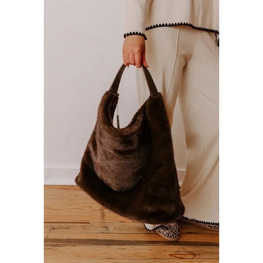Chandler Plush Hobo Tote in Dark Chocolate
