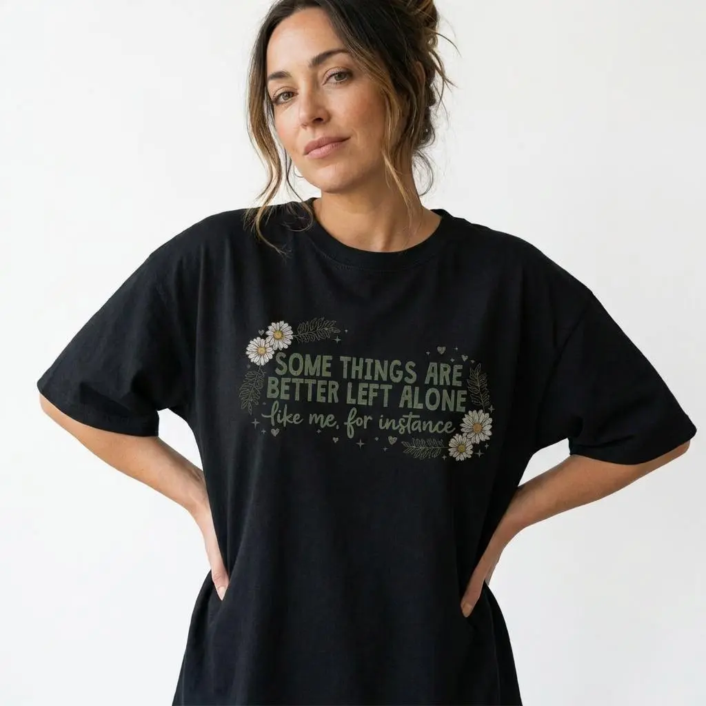 Women's Plus Size Baggy Streetwear Tshirt, Funny Sarcastic Floral Graphic for Bookstore Visits & Coffee Runs, Casual, Loose-Fitting, Short Sleeves, Sarcastic Sentiment, 3Xl, Crew Neck, Vibe, Oversized, Tee, Tops, Comfortable, Simple, Round Neck