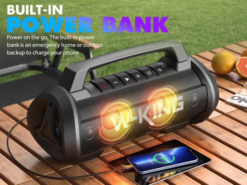 W-KING  120W Peak 70W RMS  table Bluetooth Speaker with Wireless Microphone, Waterproof Speakers with Subwoofer Outdoor Speakers Bluetooth Boombox/42H/Bass Up/DSP/AUX/Stereo Pairing Waterspeaker Karaoke Set speaker subwoofer bluetooth speakers