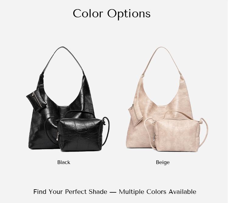 NEWBELLA Kara 2 PCS Set Hobo Bags in PU Leather Top Handle Tote with Magnetic Closure Casual Daily Use Two Colors New Arrivals,FallFreshness