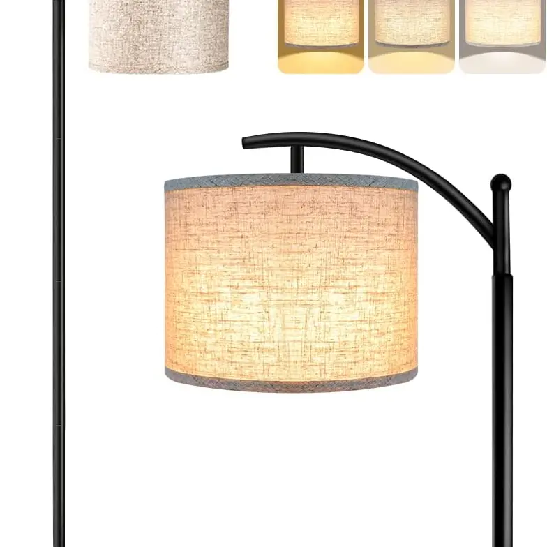 Eterfun Black Industrial Tall Floor Lamp - 9W Dimmable LED Bulb, 3 Color Temperatures, Beige Lampshade, Floor Light for Living Room Reading, Bedroom Decor, Office, Ambient Decoration Lamp, LED Lights Bedroom, Aesthetic Modern Home Decor