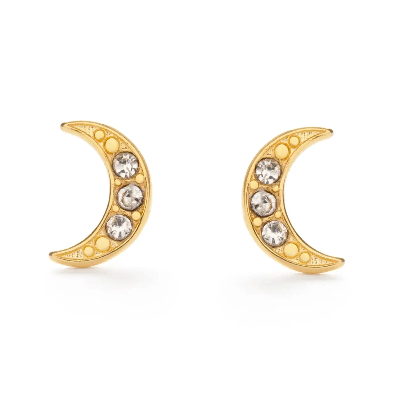 Crescent Moon Crystal Stud Earrings