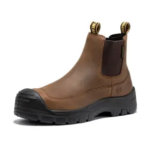 ROCKROOSTER Men's Slip On Work Boots, 6" Composite toe Chelsea Work Boots Chelsea Lightweight Boots, Comfortable, Arch Support, Medium Width, ASTM F2413-18 Electrical Hazard EH,AK664 AK664BK Brown Footwear