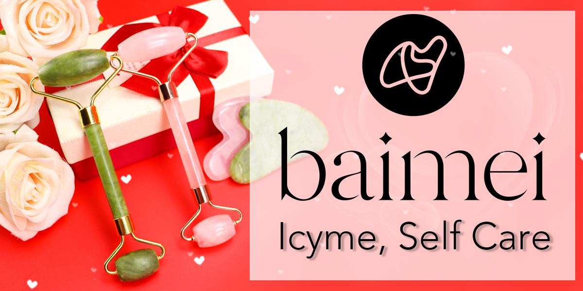 BAIMEI IcyMe Gua Sha & Jade Roller Facial Tools, Face Roller and Gua Sha Set for Puffiness, Self Care Gift