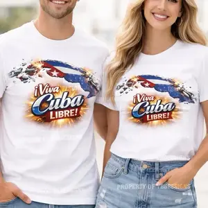 Camiseta Viva Cuba Libre - Camiseta blanca con diseño de bandera cubana para hombre y mujer