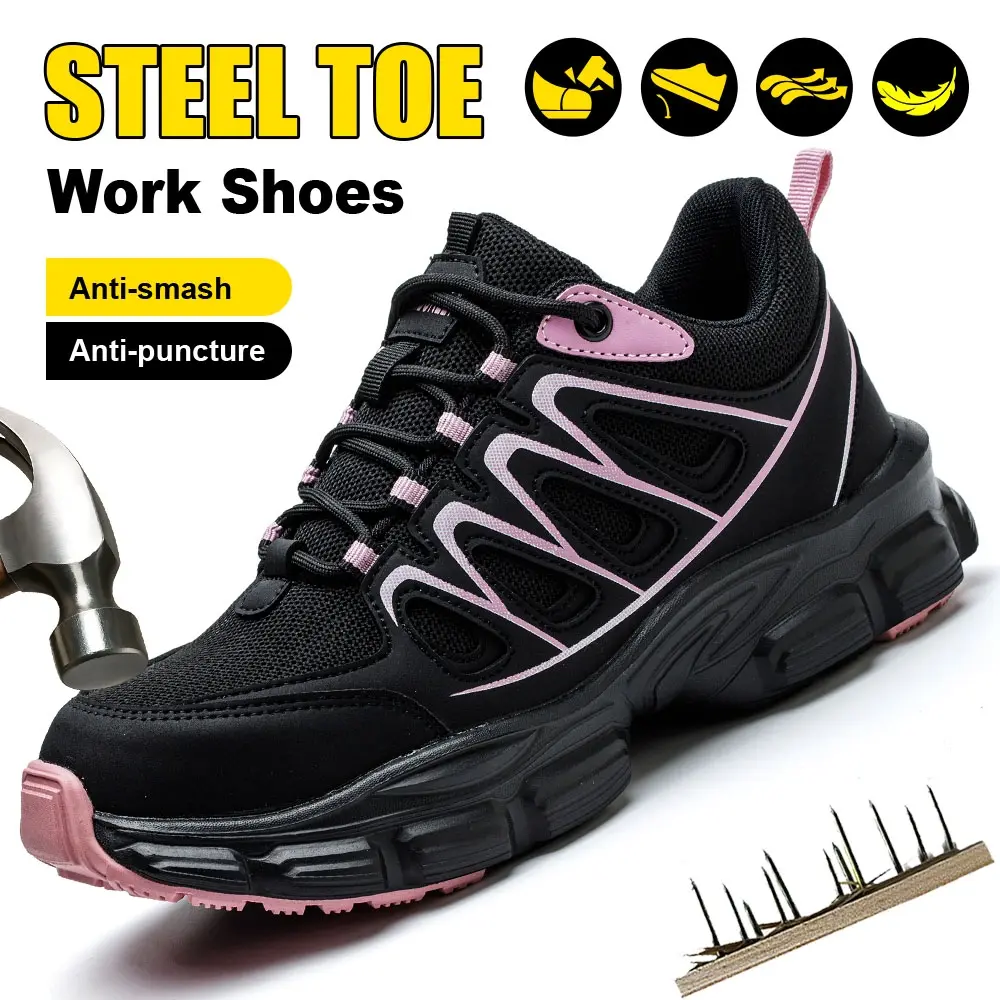 Women's Steel Toe Work Footwear - Closed, Kevlar Protection, Breathable Upper, Lightweight Comfortable Worker Shoes for Warehouses, Factories