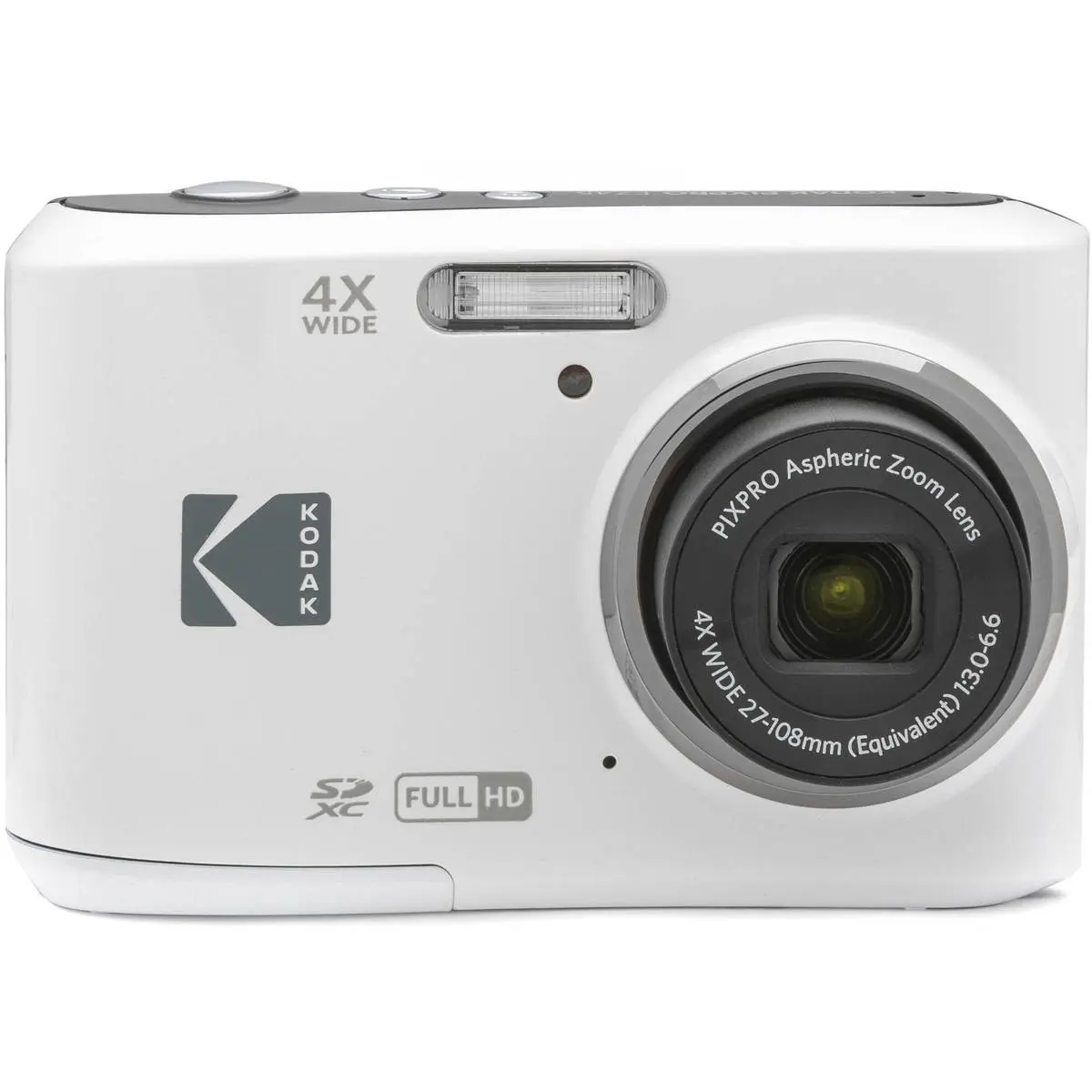 Kodak PIXPRO FZ45 Friendly Zoom Electronic Point & Shoot Camera - 16MP, Full HD, LCD Screen, AA Alkaline Batteries Built-In, White