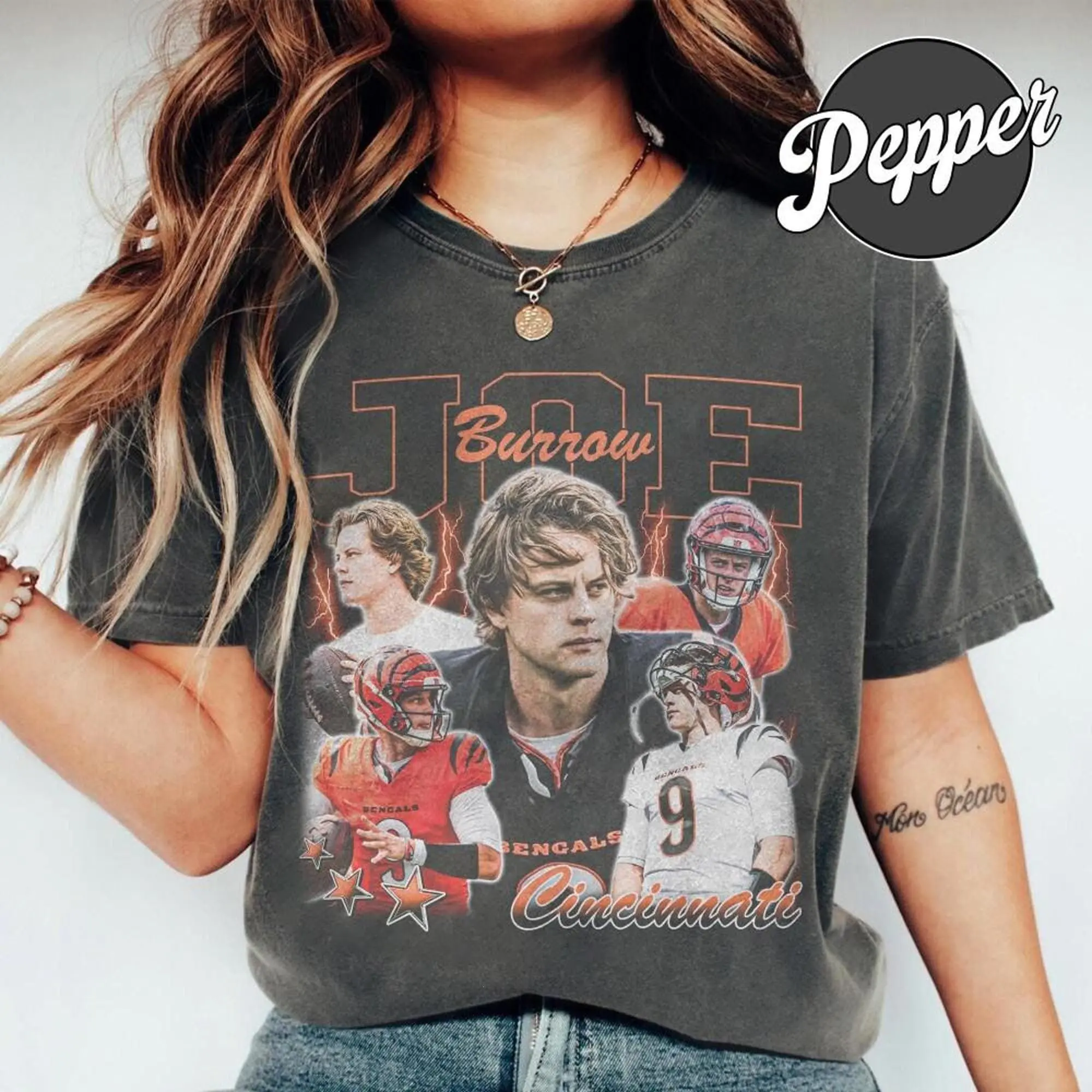 Retro 90s Cincinnati Quarterback Joe Burrow Comfort Colors Tee