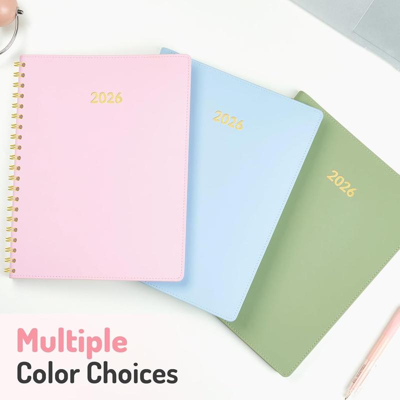 2026 Planner Weekly and Monthly, Jan 2026 -Dec 2026, Vegan Leather Cover Calendar Planner, 8.5" x 11" Agenda with Color Tabs, Inner Pocket, Spiral, 2026 Planner for Office School Supplies