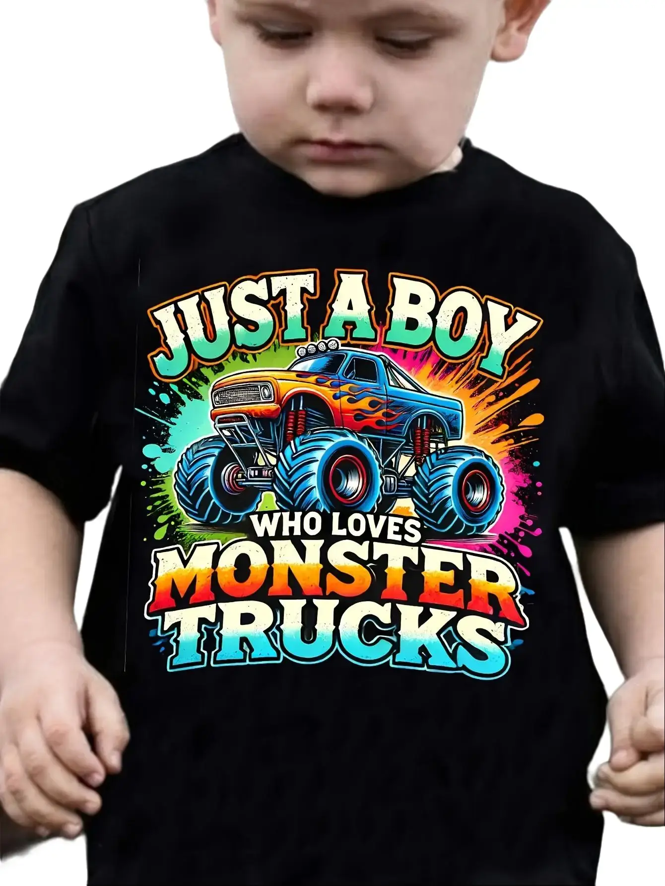 Boys' Monster Truck Graphic Printed Tees, 100% Cotton Short Sleeve Fun Shirt for Kids, Sizes 2-3y, 5-6y, Basic Tee, 100% Cotton Boys' T-Shirts, Fitted, 4-5Y, Round Neck, 6-7Y, Cotton Casual Tee, Basic Tops