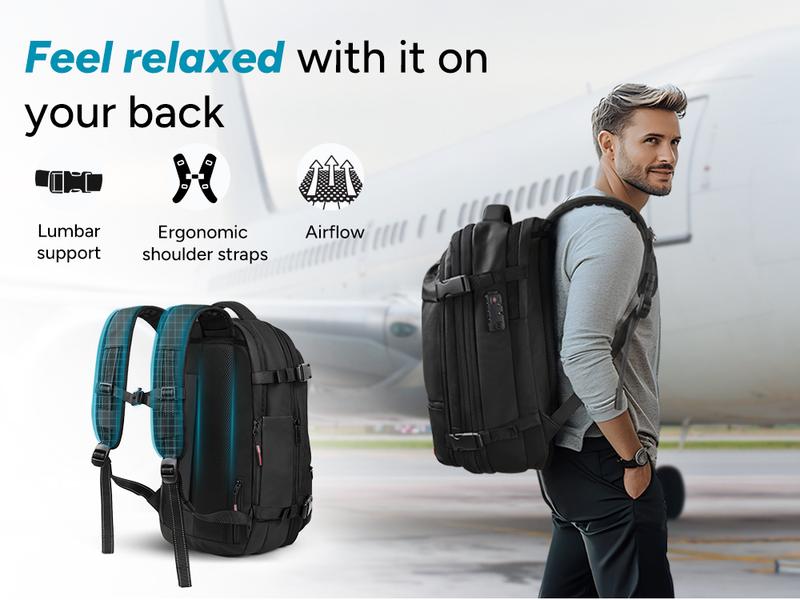 55L Expandable Vacpack Backpack, Vacuum Seal Backpack Travel, Vacuum Compression Bags for Travel, Air back Backpack with Lock, Travel Airbag Backpack with Portable Electic Pump