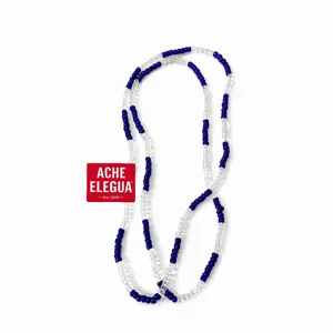 Yemaya Eleke Necklace HandMade by Ache Elegua Orisha Yemaya Spiritual Yoruba Design Jewelry Gift Matelasse Chain