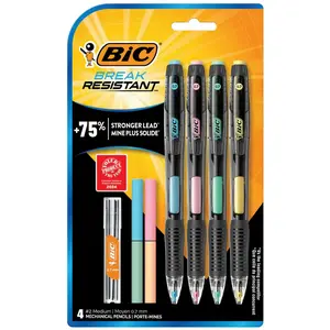 BIC Break-Resistant Mechanical Pencil – 0.7mm Medium Point, #2 Lead | 4 Pack