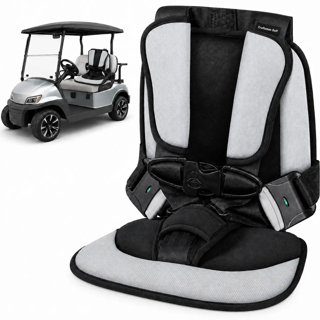 Craftsman Golf Child Positioner for Golf Carts, Golf Cart Toddler Seat, 5 Point Harness to Keep Kids Secure in Golf Cart, Universal Fit for Most Golf Carts
