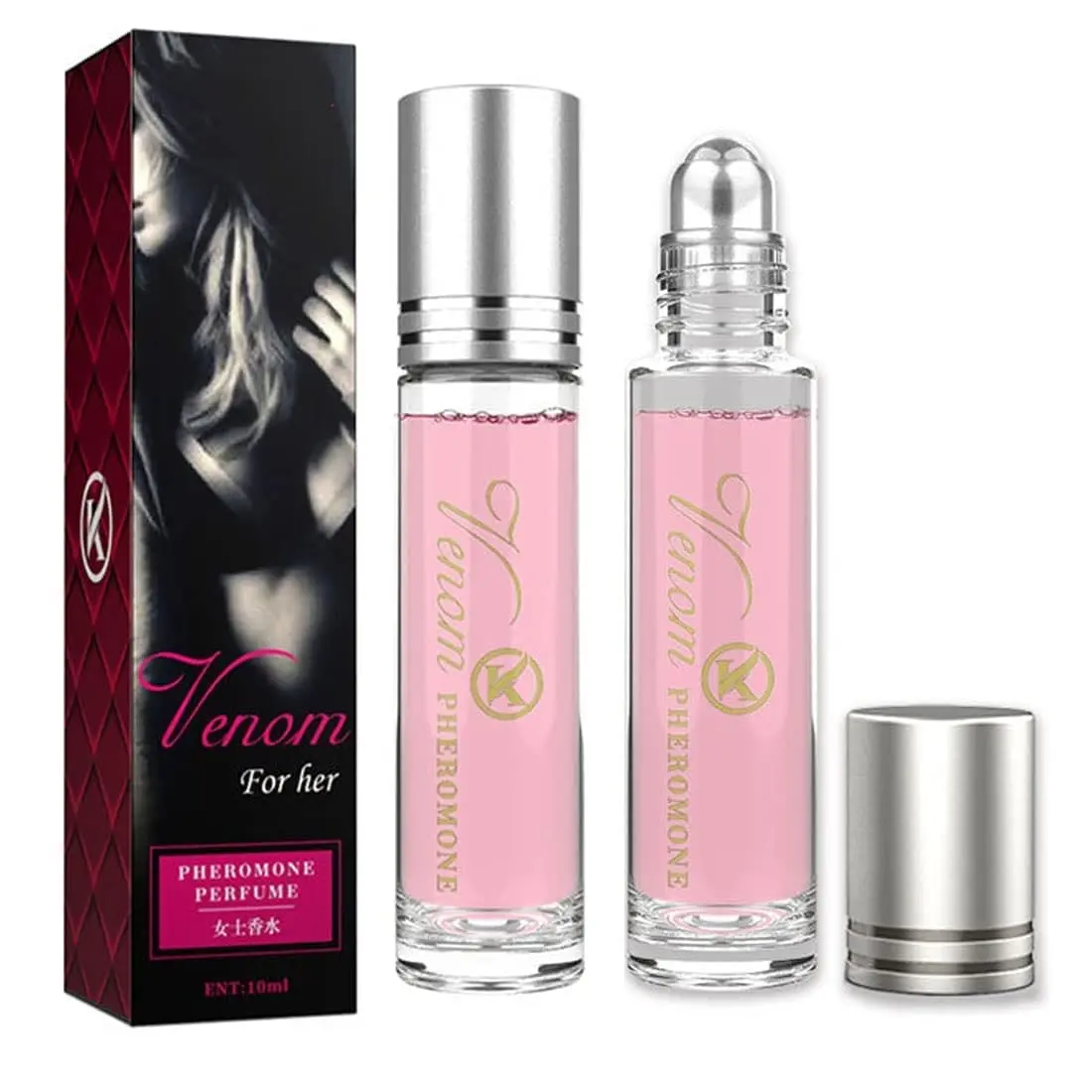Women's 10ml Venom Roll-on Pheromone Perfume - Fruit Woody Floral Scent, Rose-Orange Top Notes for Fresh Feel, Long-Lasting, Ideal for Dates & Social Evenings, Standard Capacity Unisex Fragrance, Women's Perfume