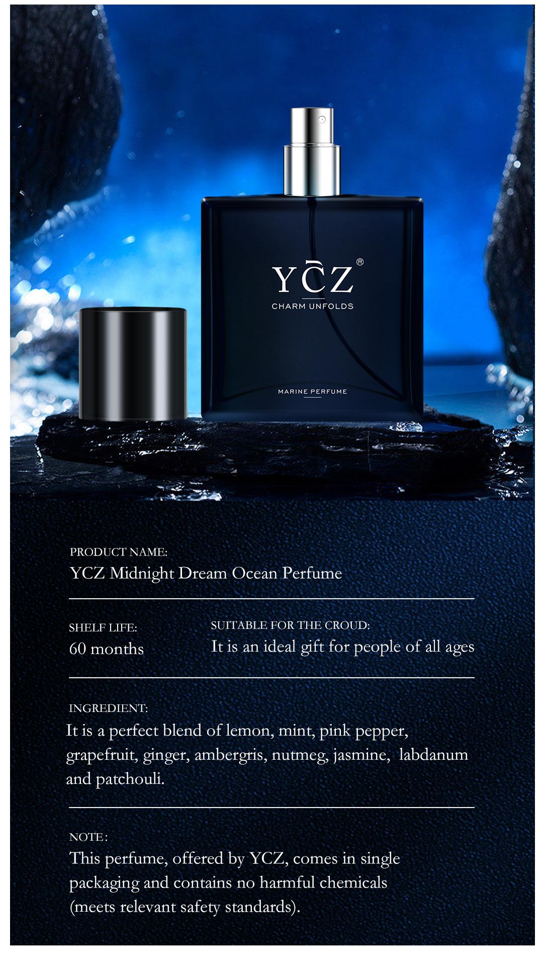 YCZ Midnight Marine Man Cologne Eau De Parfum 1.7oz 50ml Long Lasting Men's Perfume with Floral Fruity Woody Notes for Outdoor Fun - Fragrances Blue Fragrances Blue Fragrance Oud