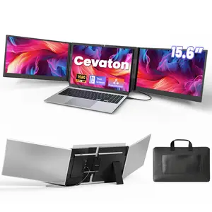 【WeeklyDeals】Cevaton One Cable Laptop Screen Extender, 15.6” Ultra-Slim Dual Portable Monitor, 1080P FHD IPS Display, USB-C/USB-A Connection, Travel Monitor for 13–17.3" Laptops, MacOS/Windows/Android
