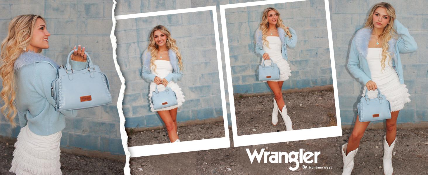 Wrangler Carry-All Whipstitch Braided Fall Purses for Women Small Crossbody Purse and Handbags with Detachable Strap & Secure Top Zipper Closure