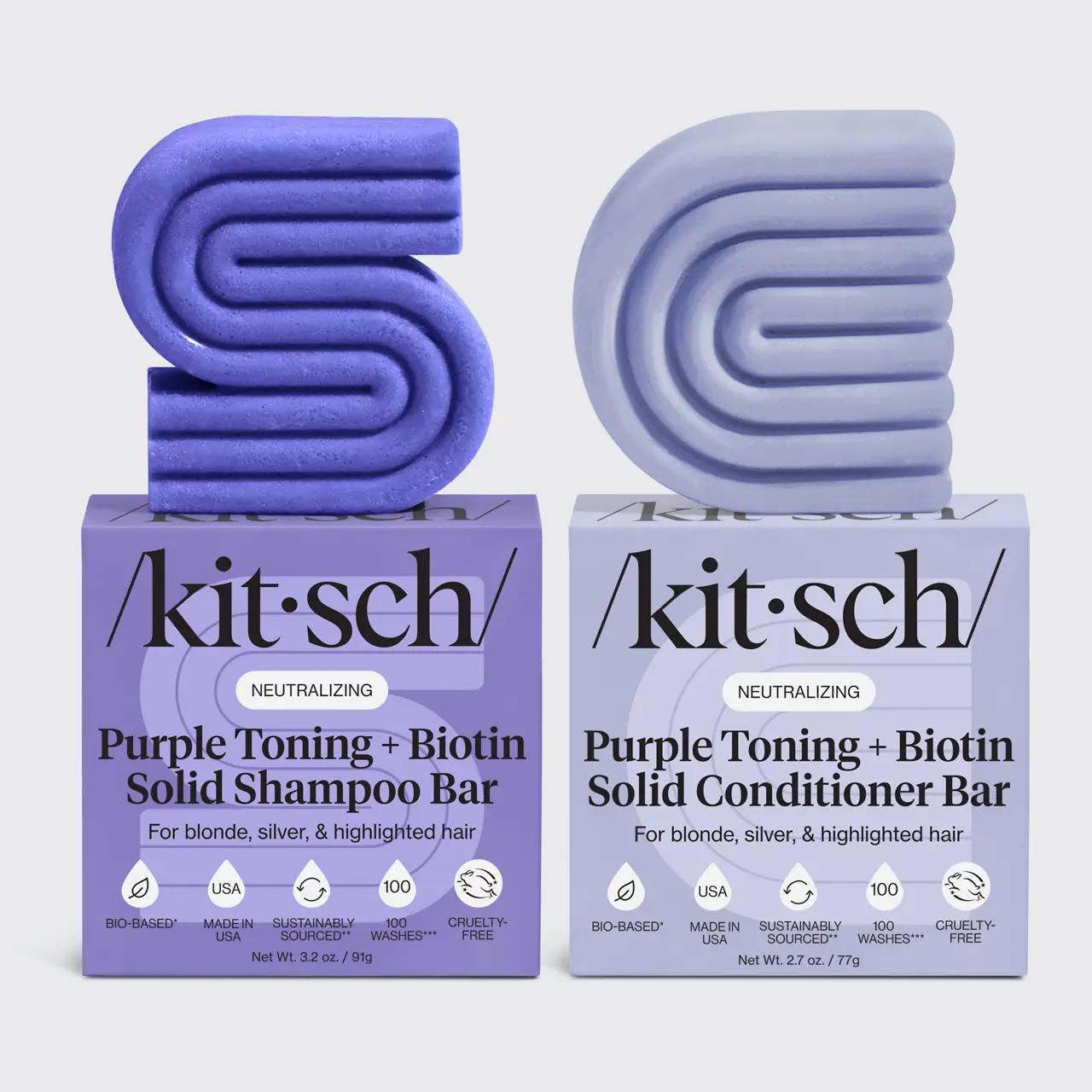 Kitsch Purple Toning Shampoo & Conditioner Combo for Color-Treated & Grey Hair