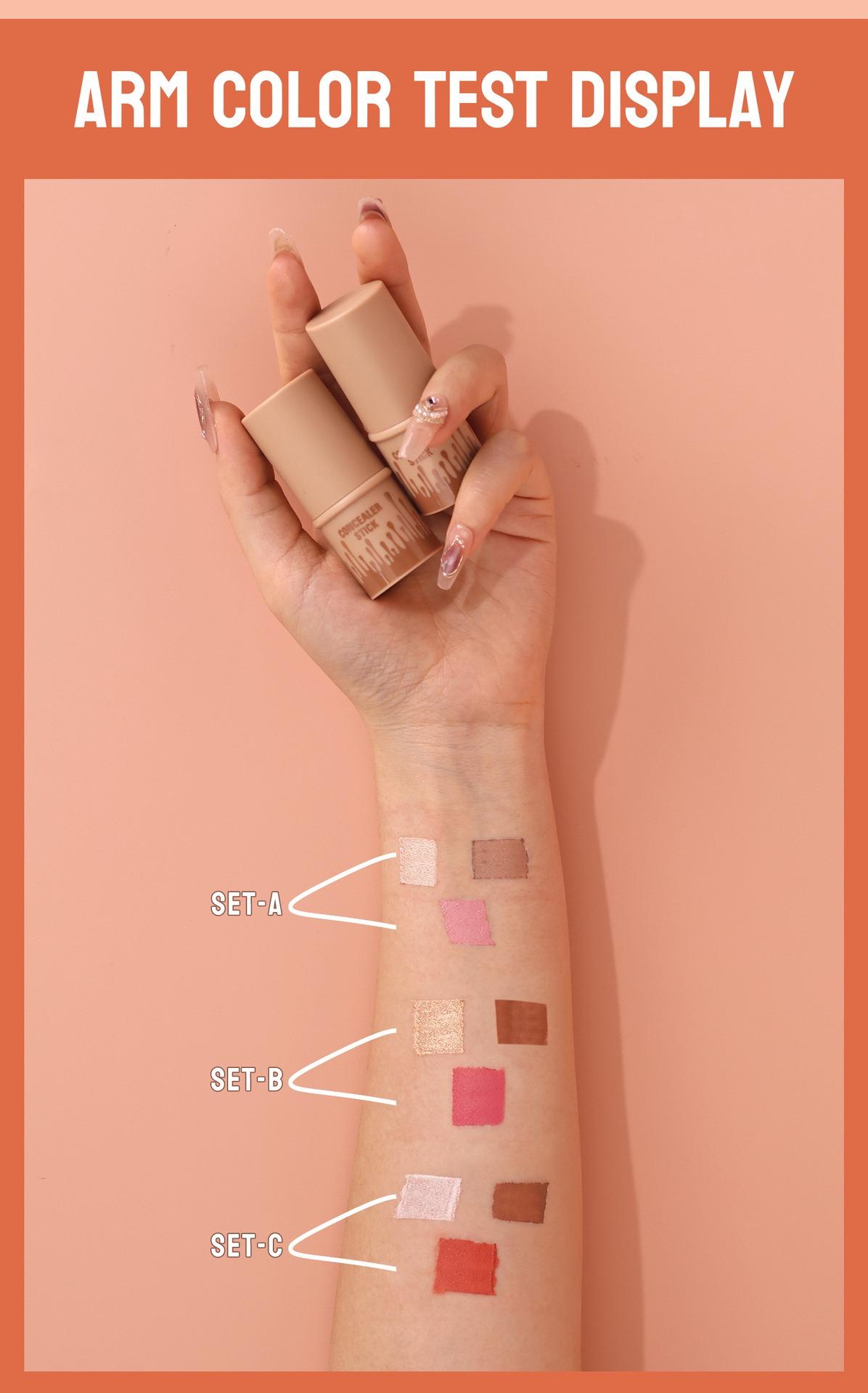 3 Pack Makeup Stick Set – Highlighter, Contour & Blush Trio, Long-Lasting Waterproof Concealer Pen Kit for Natural Face Sculpting & Glow