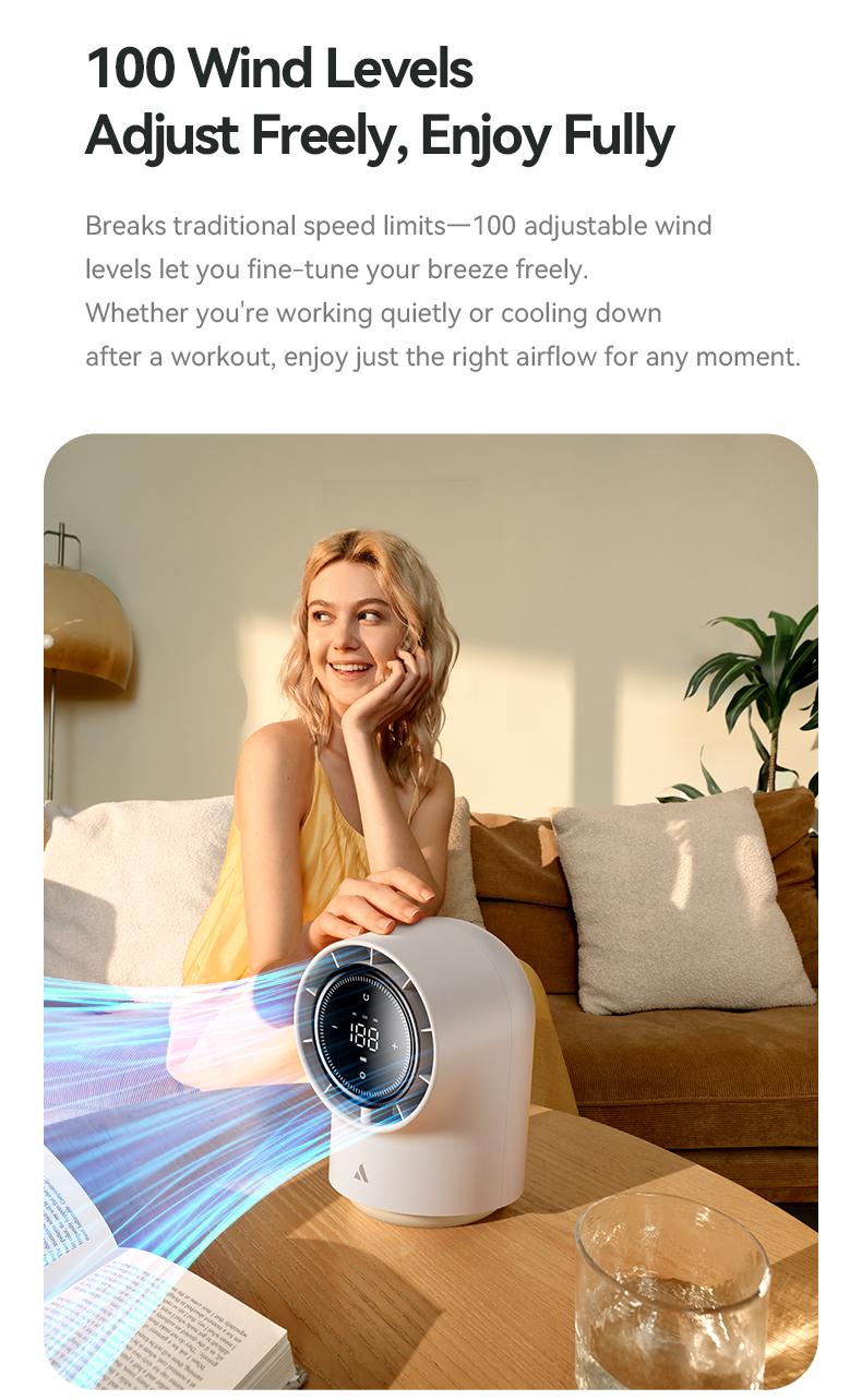 Aecooly Touch Control Desk Fan, 100 Speeds Quiet Bedroom Digital Display 8000mAh 3 Oscillation Angles Battery Powered Small Desktop Table Fan for Bedroom, Bedside, Office, Travel ,Summervibes, dealsforyoudays