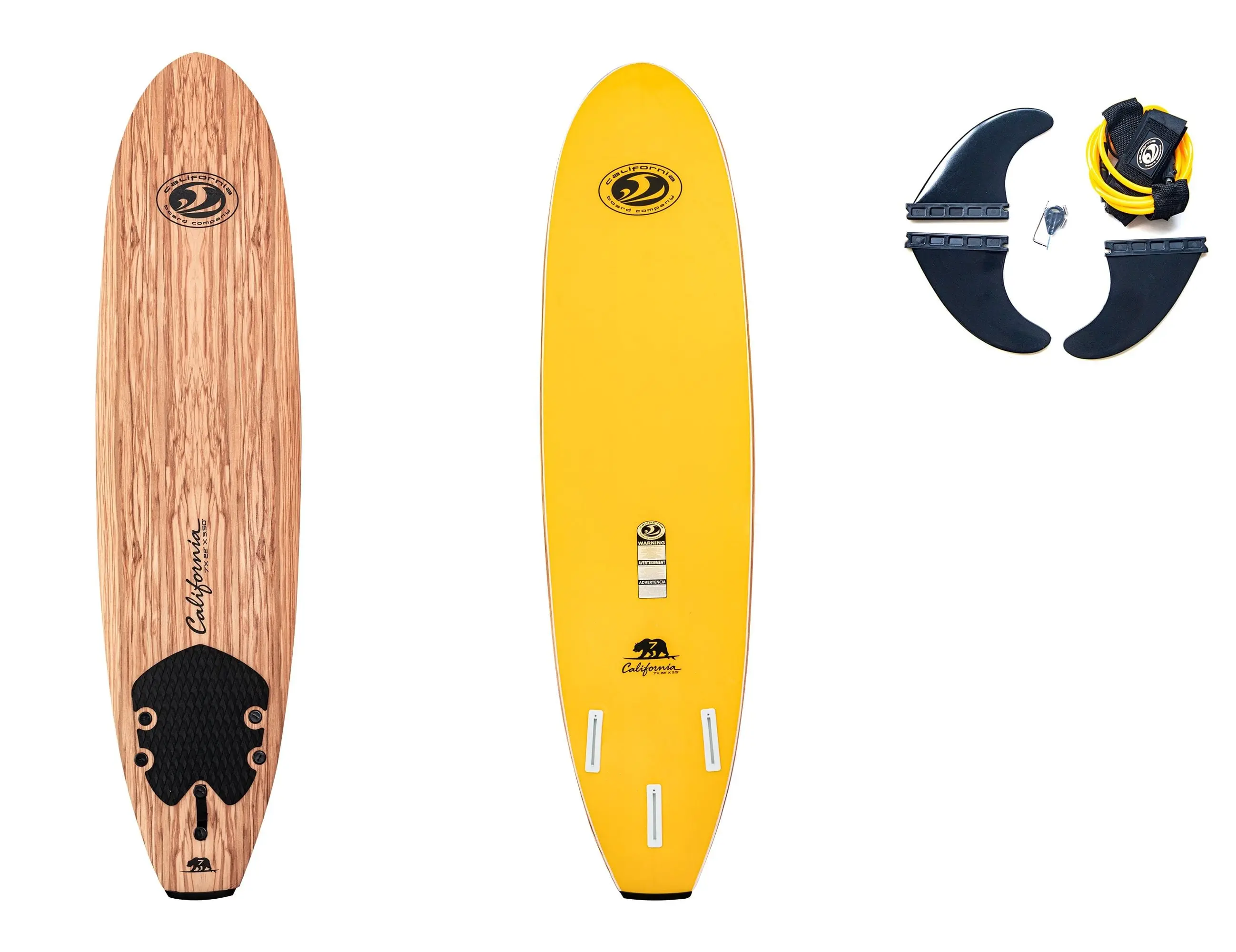 Soft Top Surfboard, 7 ft Custom Molded Shape with Wood Stringers, Heat Laminated High Density Deck, Includes Tri-Fin System and Leash, Lightweight Water Sport Board (6.5 lbs.), Surfing, Eps, 22.5 In.