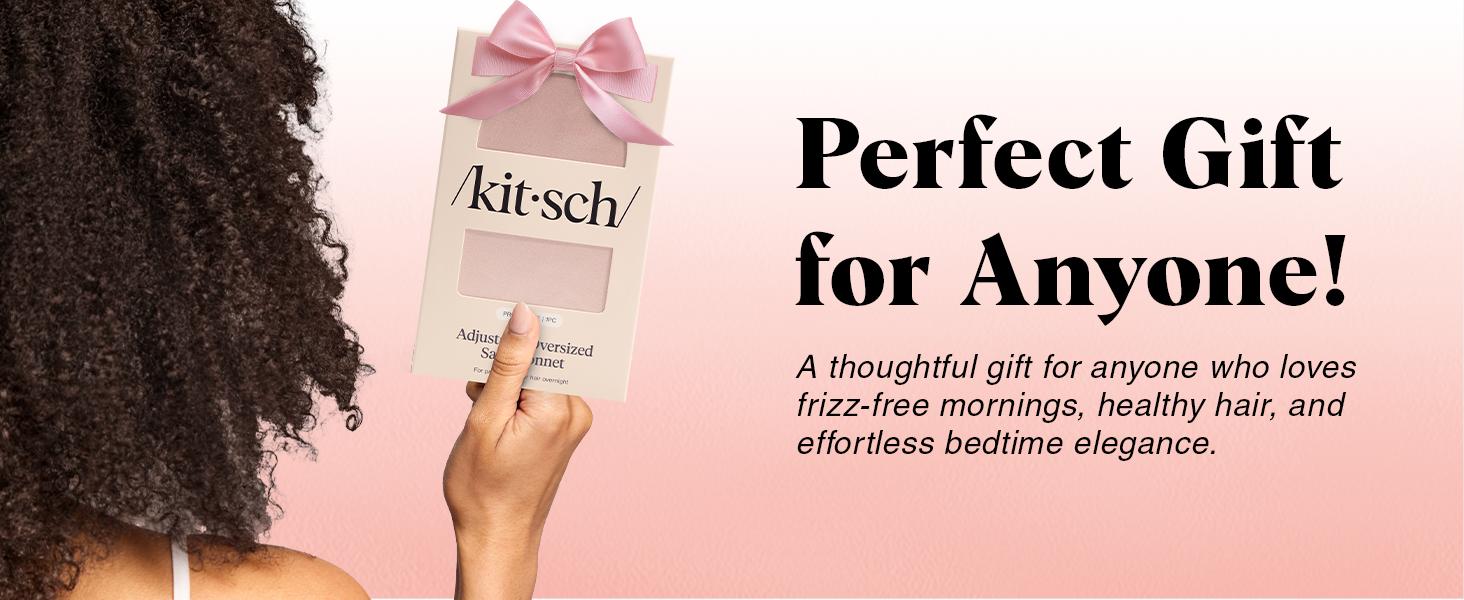 Kitsch Oversize Satin Bonnet for Sleeping - Silk Bonnet for Sleeping Women, Curly & Textured Hair, Large Jumbo Sleep Bonnets for Comfort & Protection, Wake Up with Beautifully Styled Hair - Blush