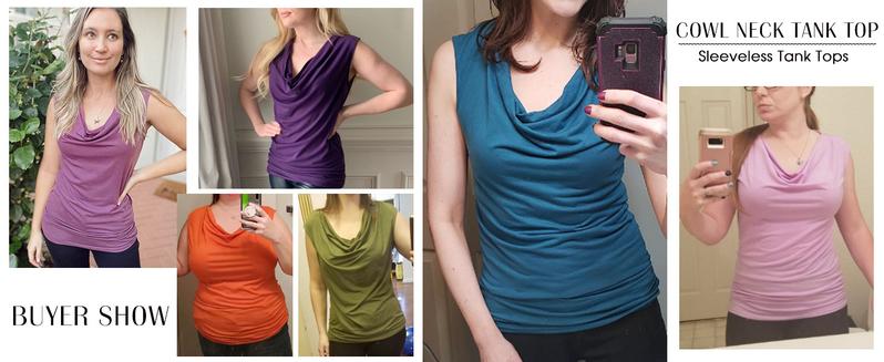 Womens Ruched Cowl Neck Tank Tops Sleeveless Stretch Blouse with Side Shirring Sexy Basic Olive Green Slim Fit Casual Elegant Garment